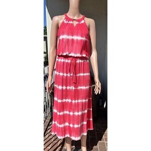Calvin Klein Watermelon Pink Tie Dye Stretch Jersey Maxi or Midi Dress Size XS